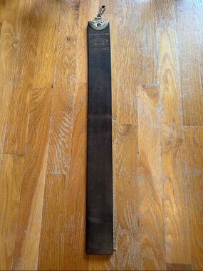 Vintage Antique Russian Leather Sharpening Strop with Brass Fitting - Dark Brown